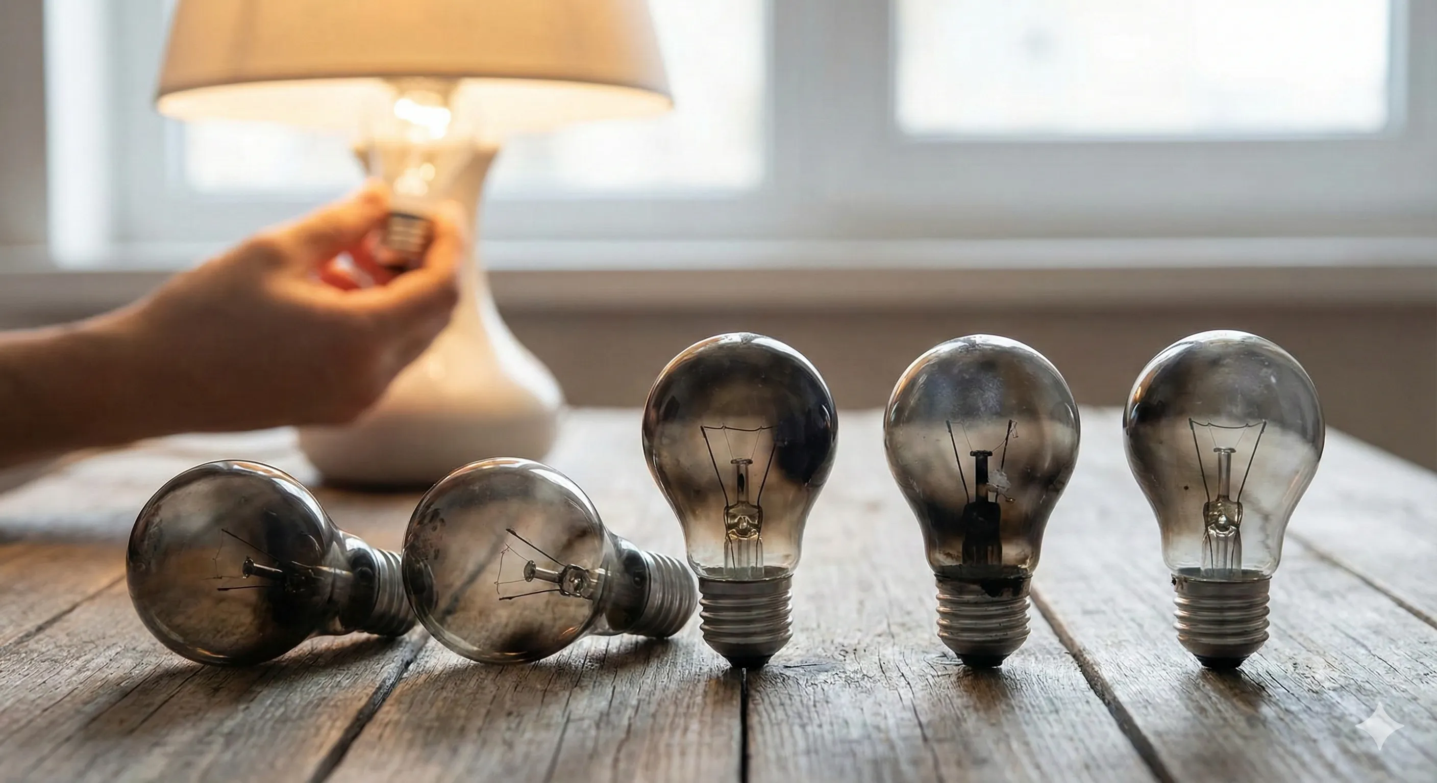 Foco LED quemado con base oscurecida por falso contacto